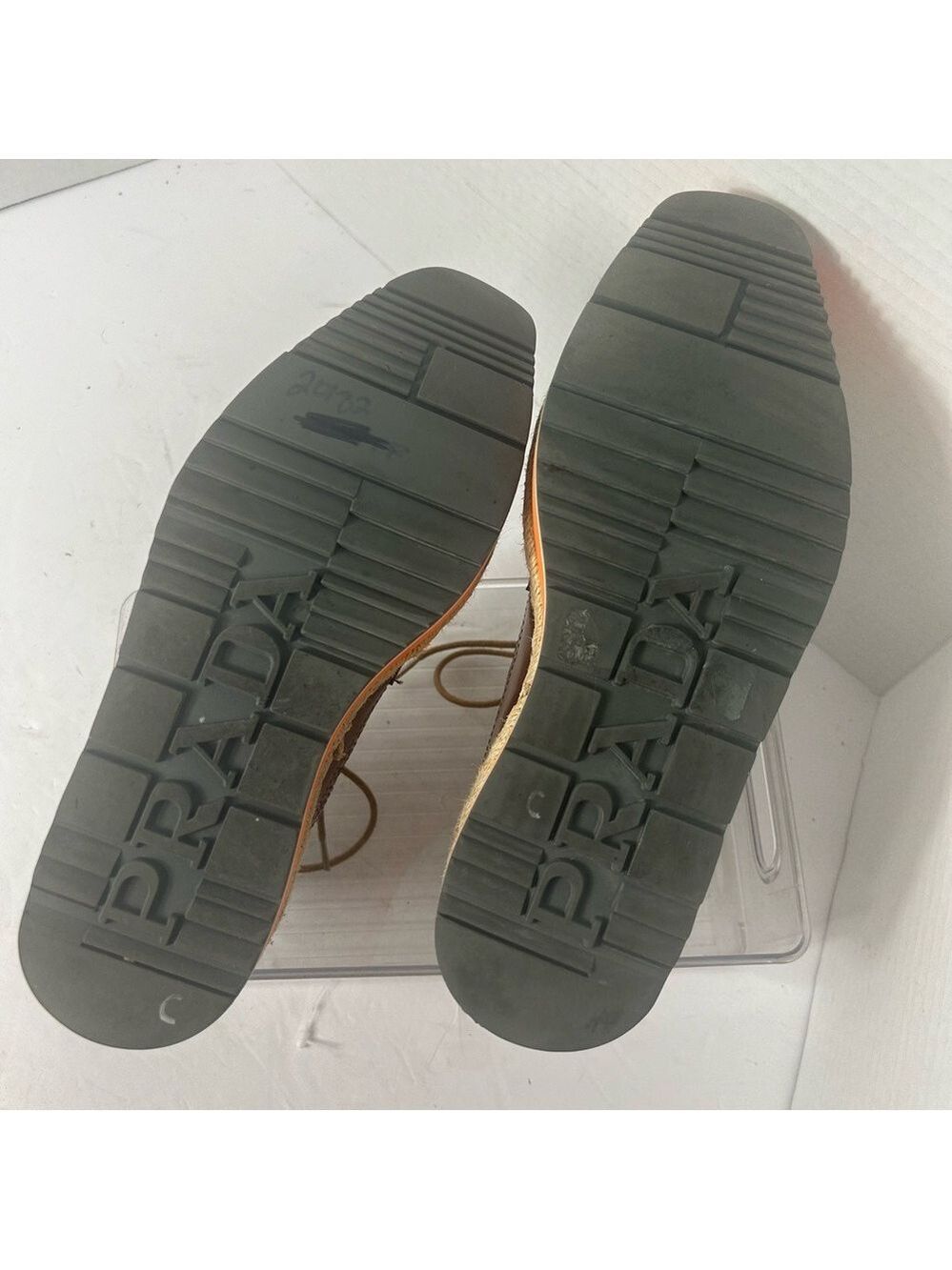 NEW PRADA Brogue Leather Creeper Espadrille Derby Oxford Platform Shoes 6.5 US - Picture 8 of 9